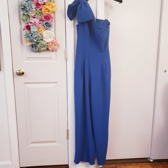 $198 NWT GAL MEETS GLAM Deep Blue Jumpsuit Dress - Picture 4 of 10